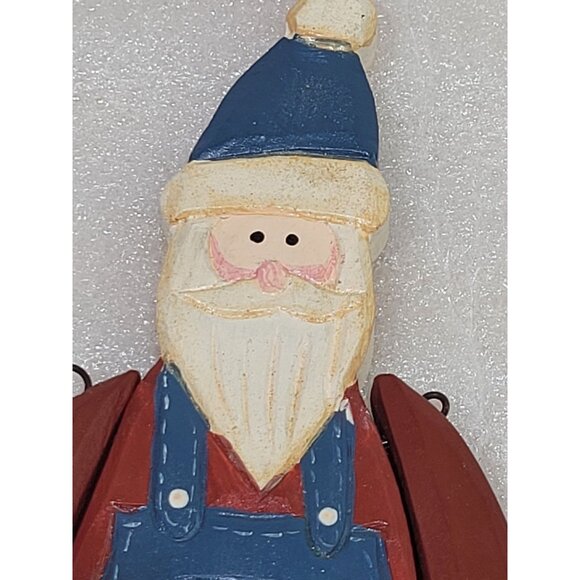 Wood Hand Painted Santa Ornament Farmer Milk Farmhouse Christmas Movable Arms 6" - Picture 4 of 7